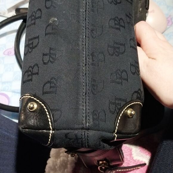 Dooney & Burke Black Signature Logo Satchel Leather and Canvas. - Picture 11 of 12